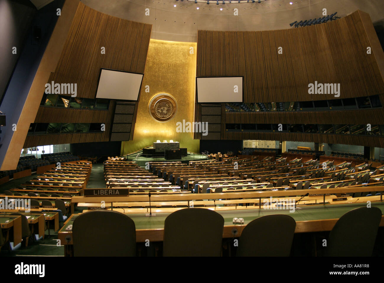 Salle de l'Assemblée générale des Nations Unies Banque D'Images