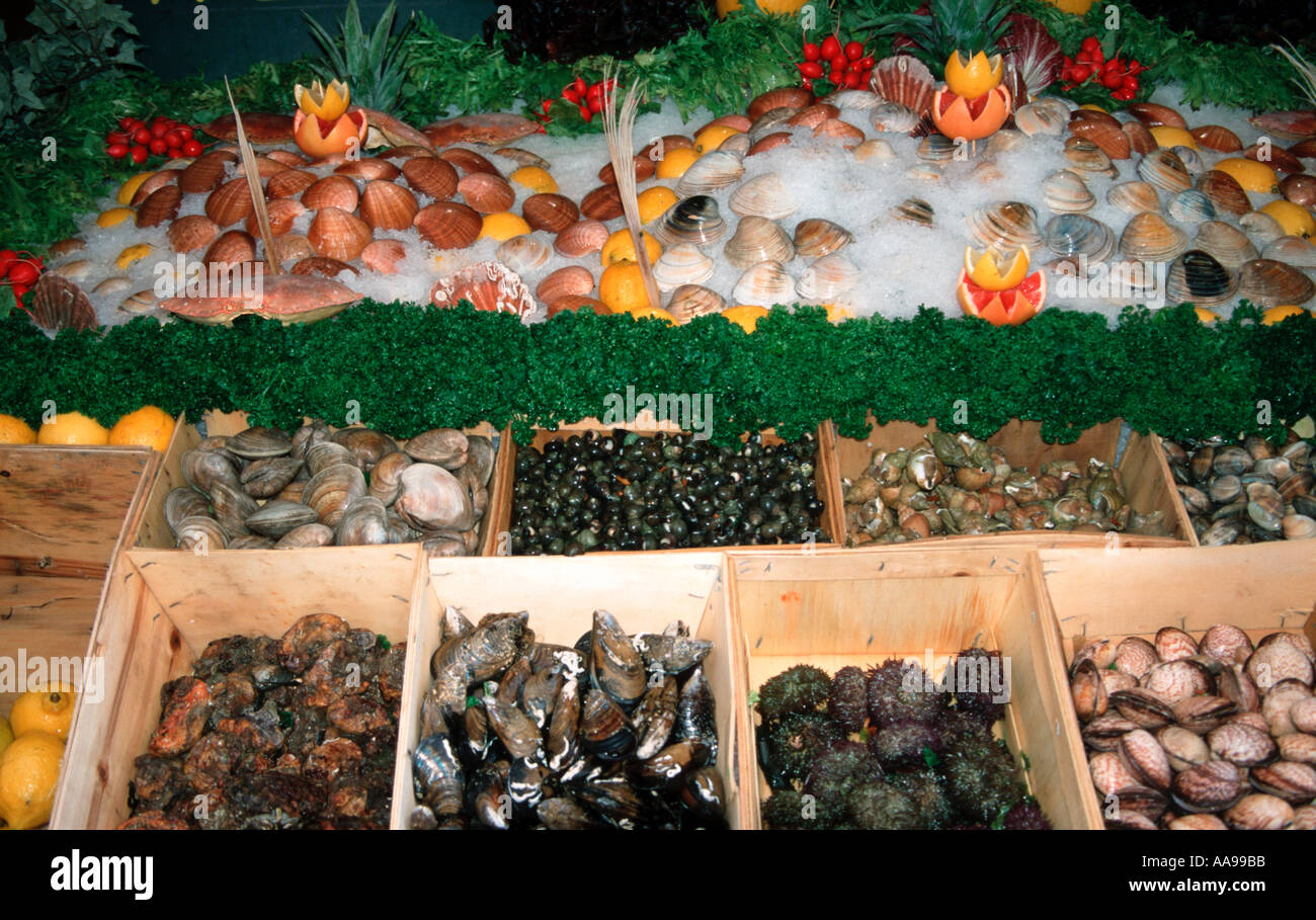 Dans un restaurant de fruits de mer à Bruxelles Belgique Banque D'Images