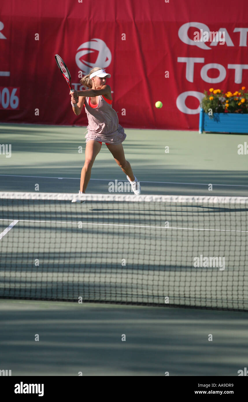 Maria Kirilenko en action au Qatar Open Total Février Mars 2006 Banque D'Images