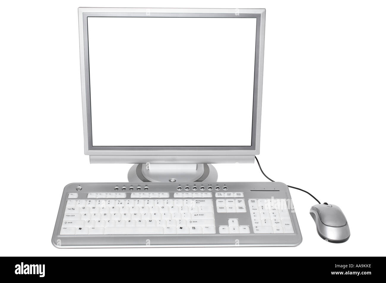 Ordinateur avec clavier, souris et écran plat lcd. Banque D'Images
