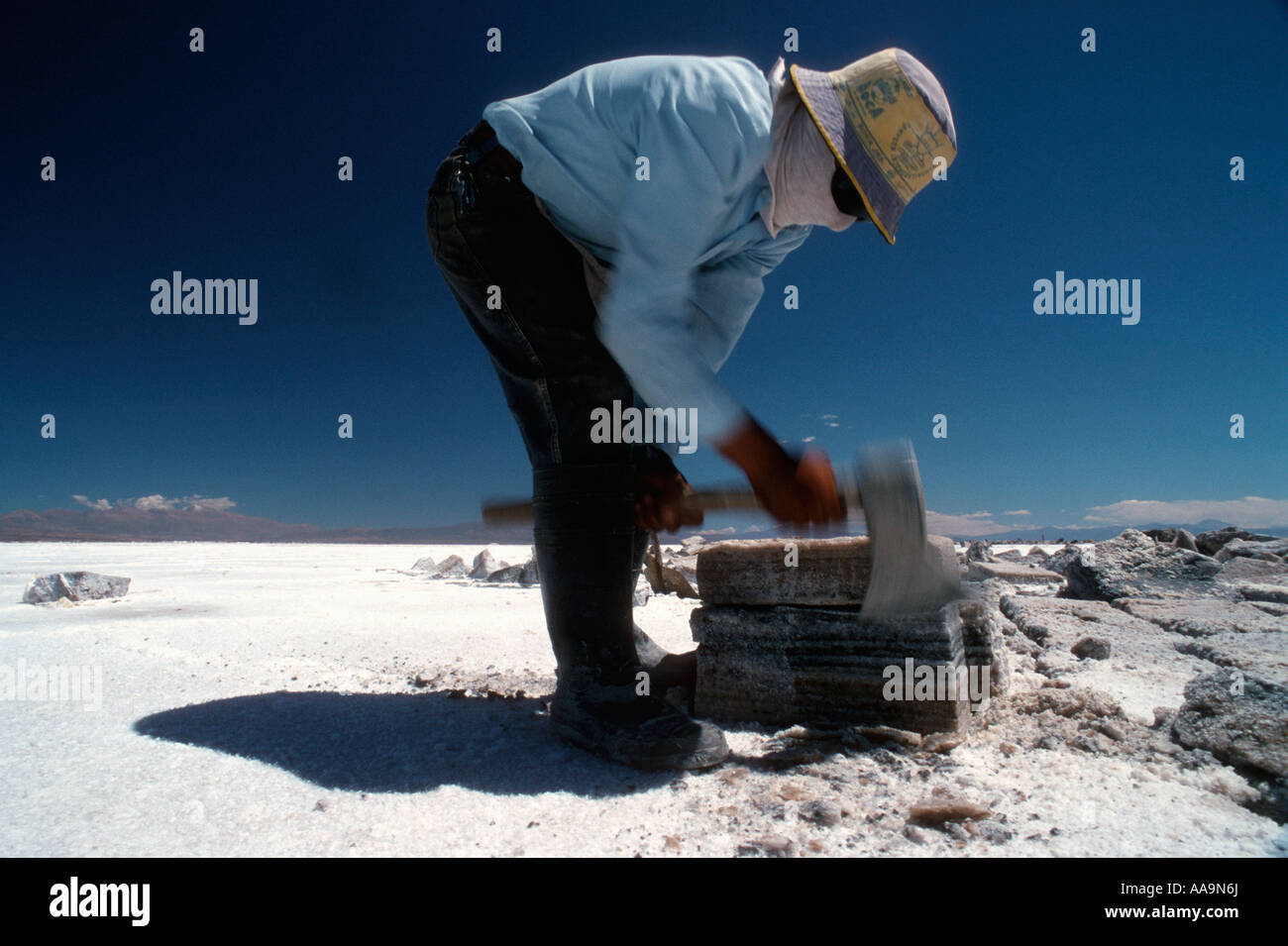 L'Argentine, la production de sel au Salinas Grandes. Banque D'Images