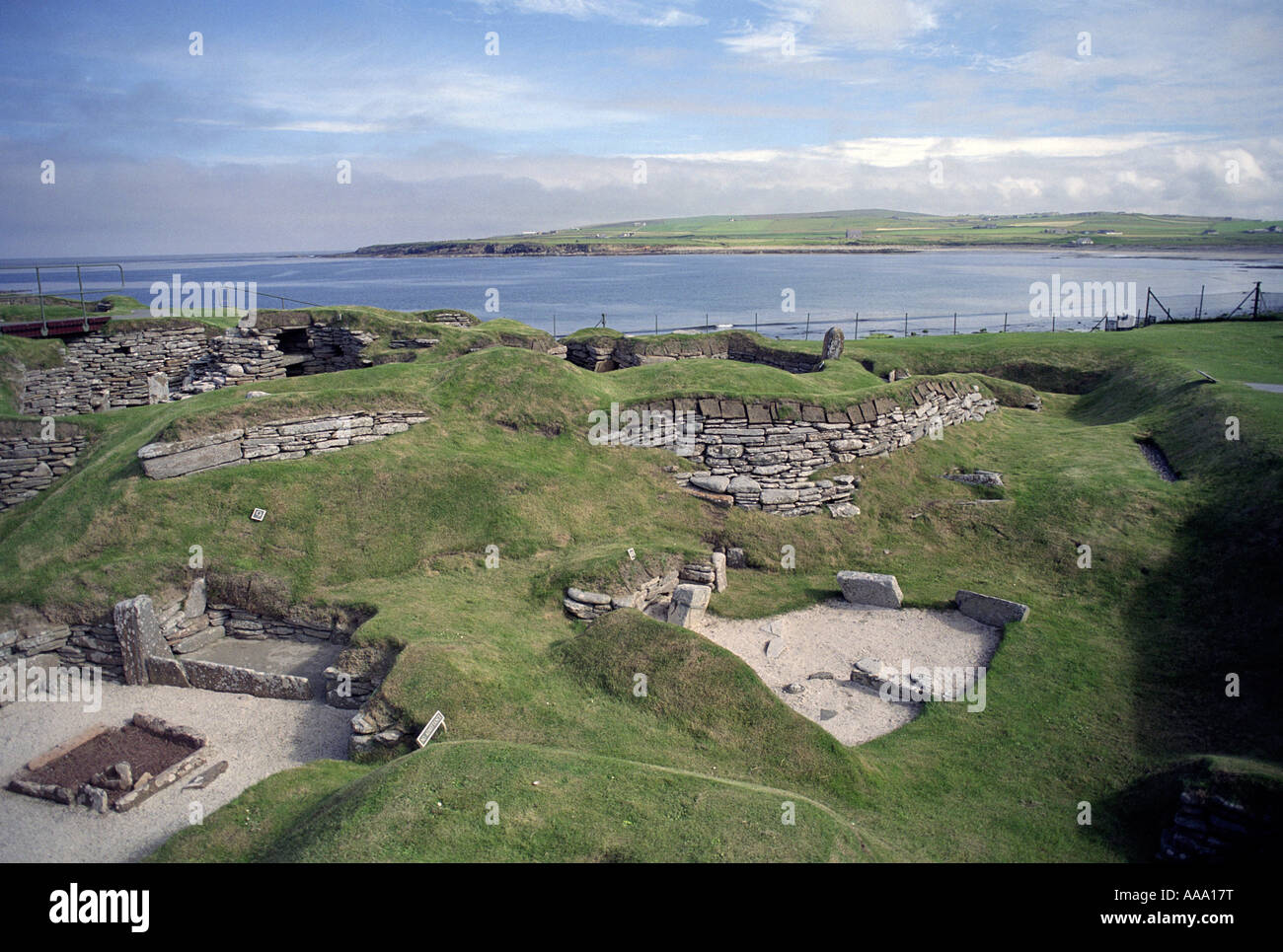 Skara Brae site néolithique en pierre, Baie de Skaill continentale de la côte ouest, Orkney Ecosse uk go Banque D'Images