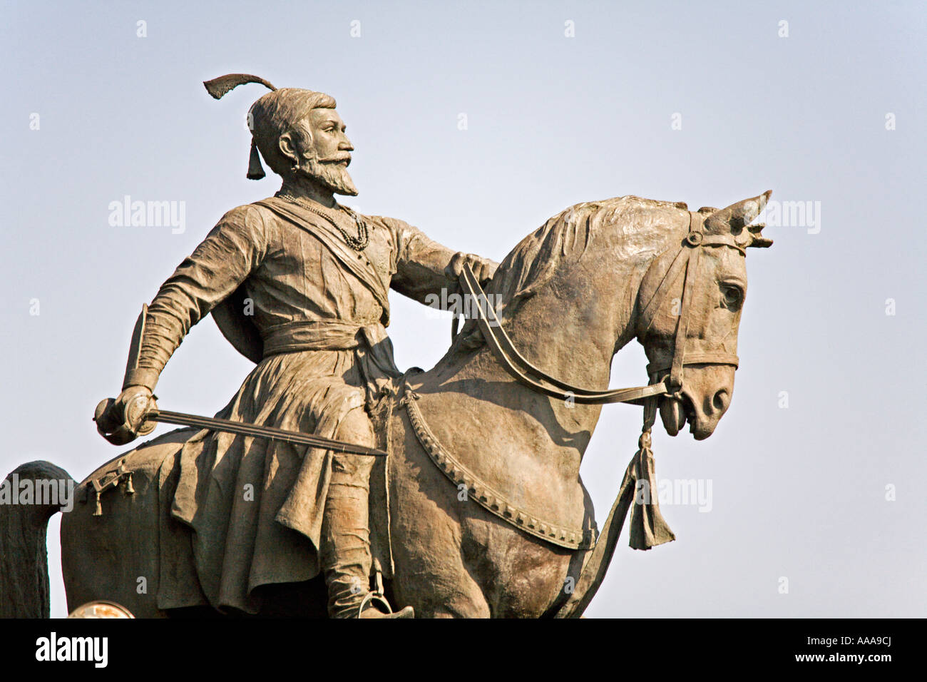 Statue de Shivaji le chef de Maratha à Mumbai Banque D'Images