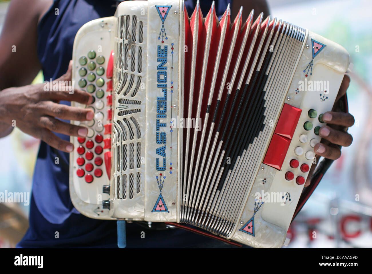 Floride, Zydeco Festival, la musique Cajun, accordéon, soufflets, Banque D'Images