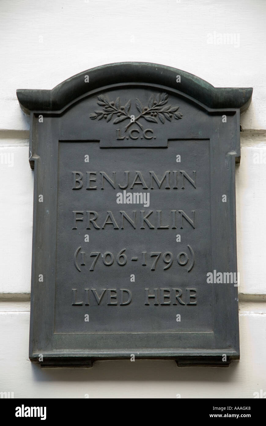 Benjamin Franklin vécut ici placard London England Banque D'Images
