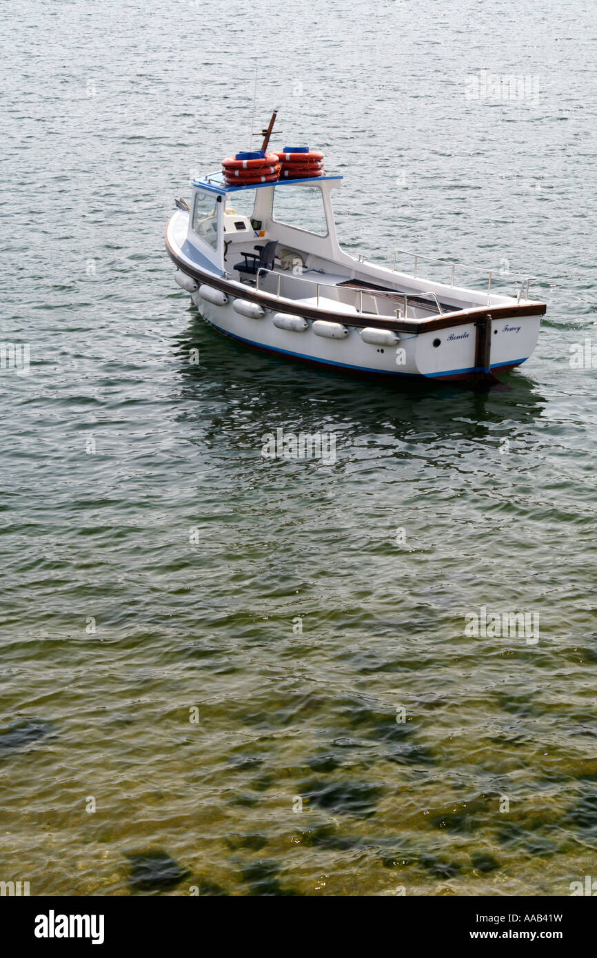 Bateau sur l'estuaire de la FAL, Fowey, Cornwall, UK. Banque D'Images