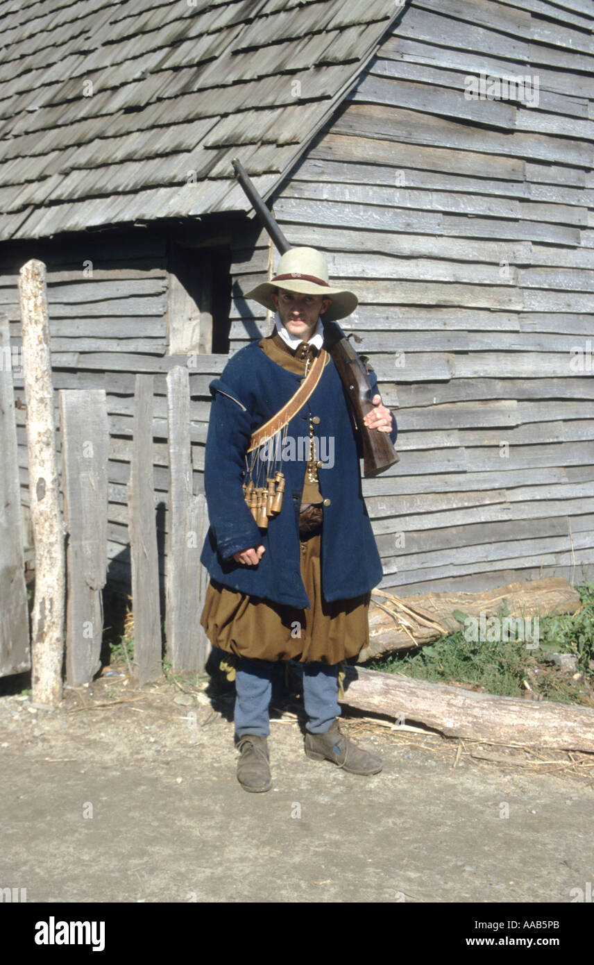 Plymouth /Plimoth Plantation ,un modèle d'un pilrims village 17e 100.en Nouvelle Angleterre Massachusetts Nord Banque D'Images