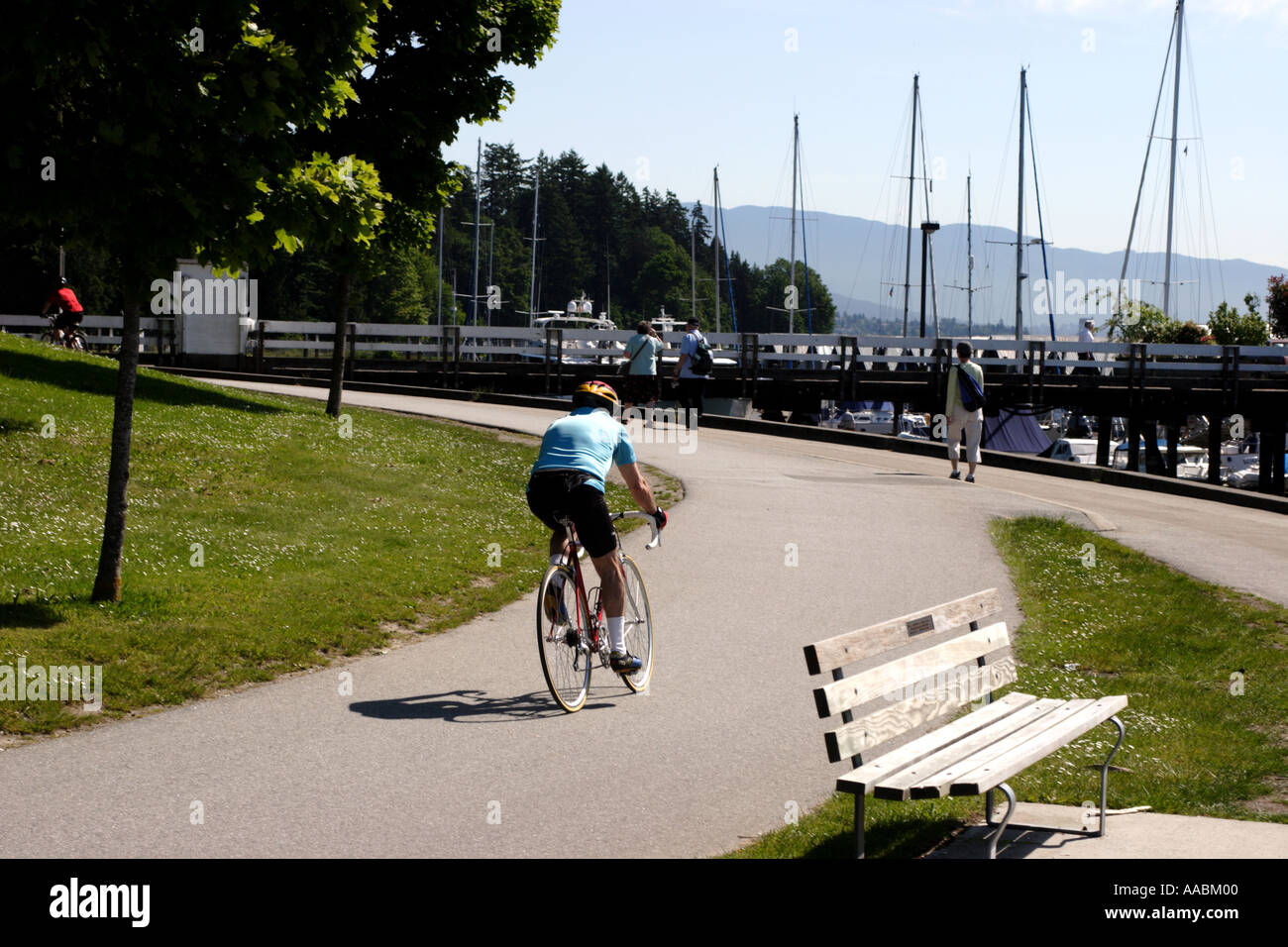 Les cyclistes au parc Stanley, Vancouver British Columbia Canada Banque D'Images
