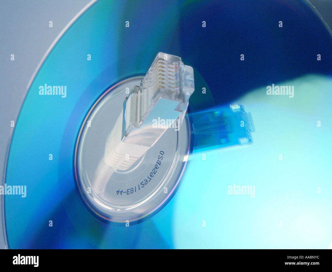 Support de données avec le connecteur réseau Banque D'Images