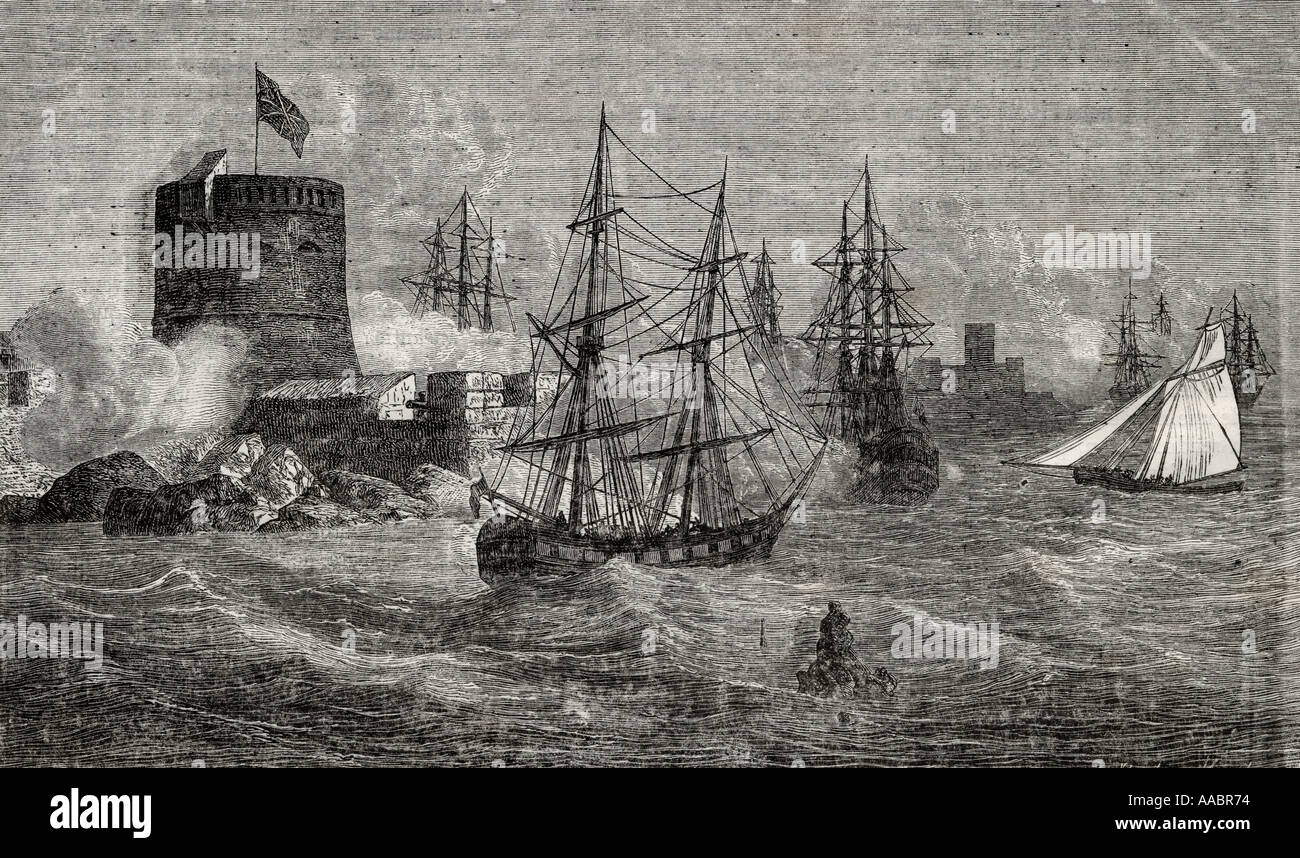 Toulon, France. Le port au 18ème siècle. De l'histoire de la Revolution Francaise par Louis Blanc Banque D'Images