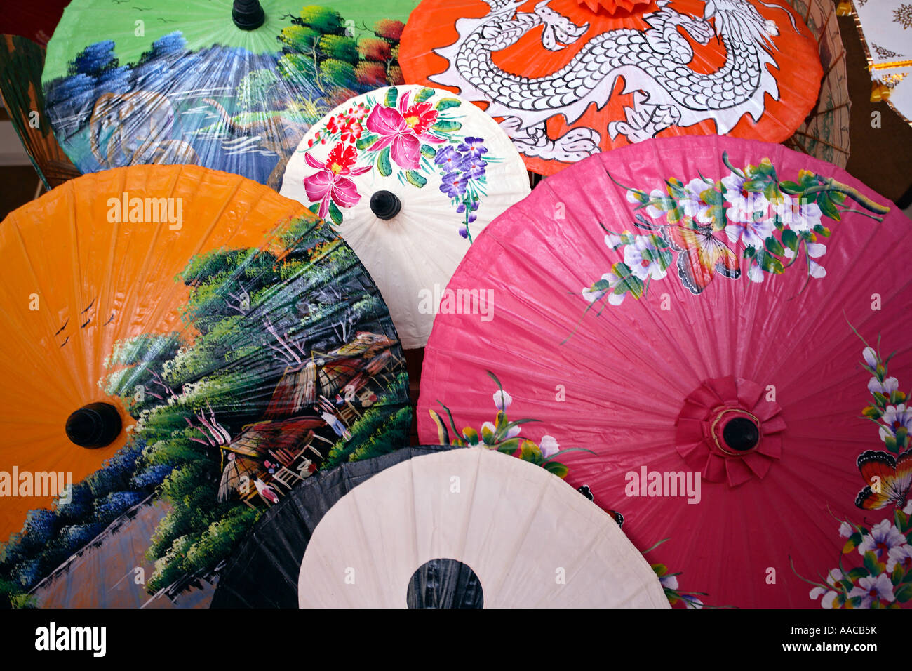 Bo Sang umbrella factory Chiang Mai Thailand Banque D'Images Bo Sang umbrella factory Chiang Mai Thailand Banque D'Images