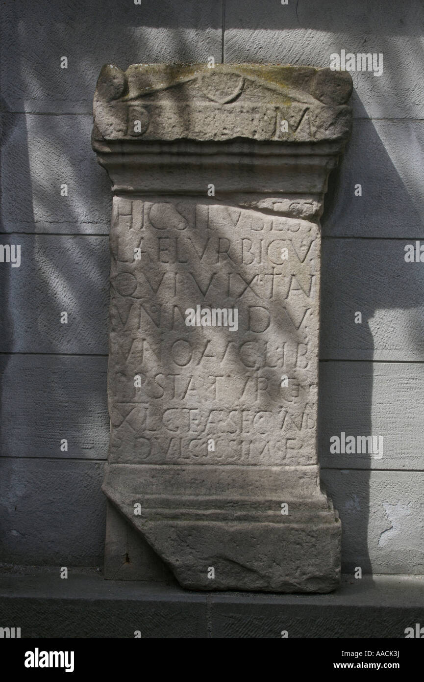 Pierre tombale de lucius aelius urbicus, d'abord mentionner le nom romain de Zurich, à niederdorf, Zurich, Suisse Banque D'Images