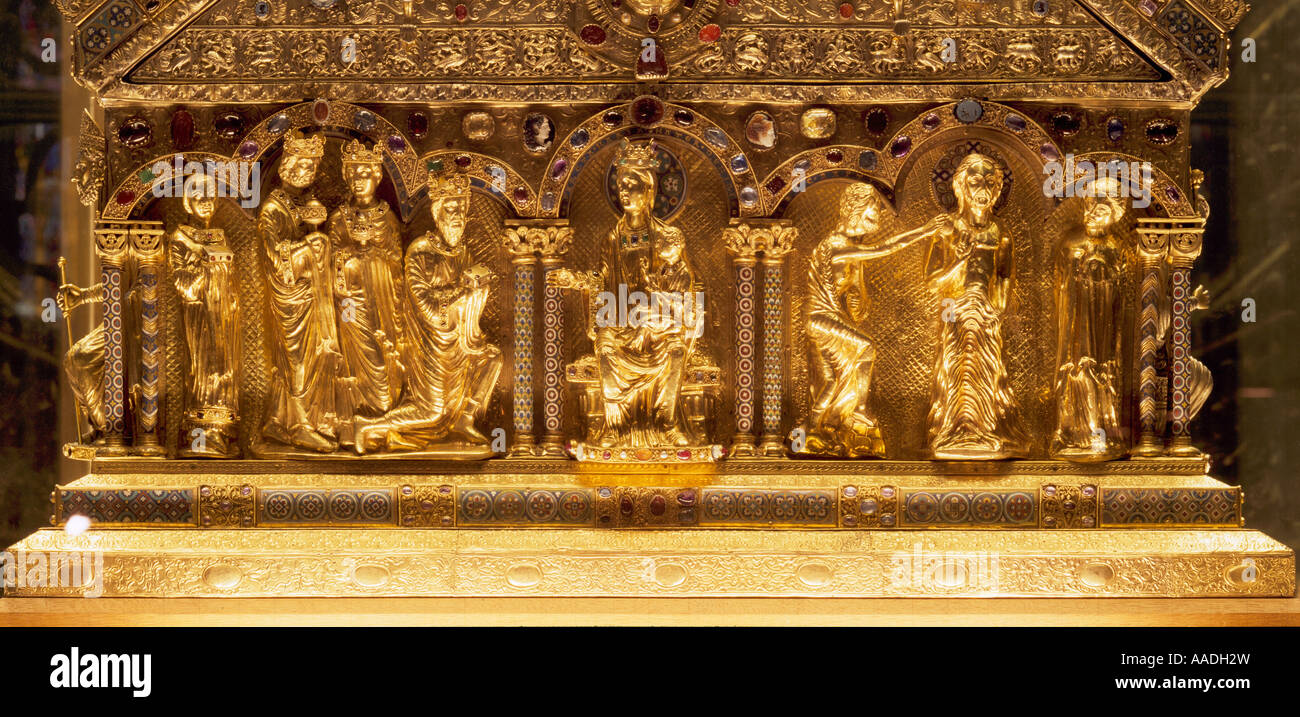 Köln, Dom, Dreikönigenschrein, Giebelseite Détails der Banque D'Images