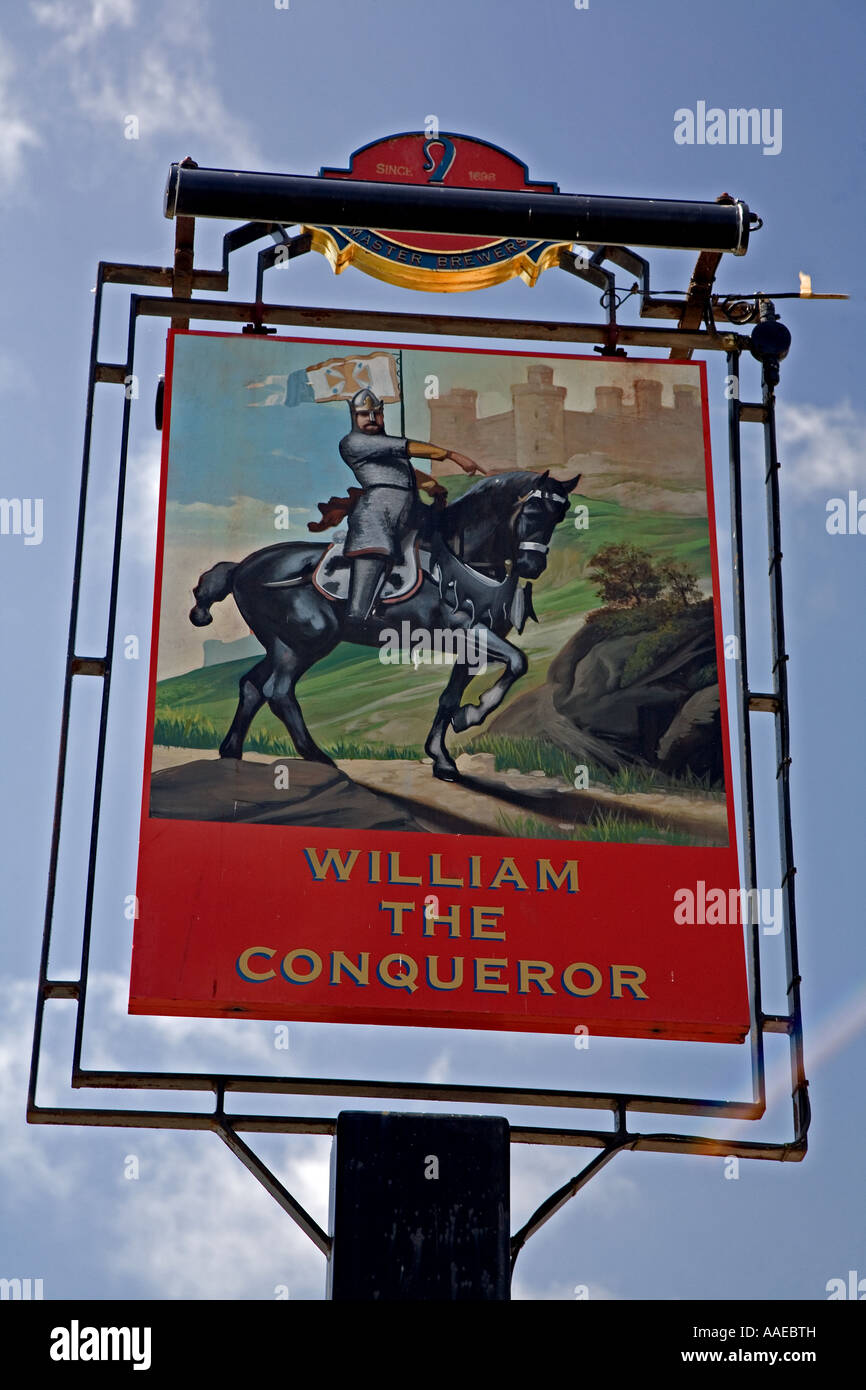 William le Conquérant signpost, seigle, Sussex, Angleterre. Banque D'Images