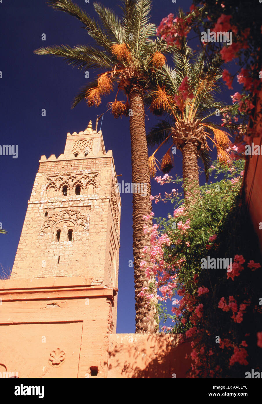 Le minaret de la Koutoubia, Marrakech, Maroc. Banque D'Images