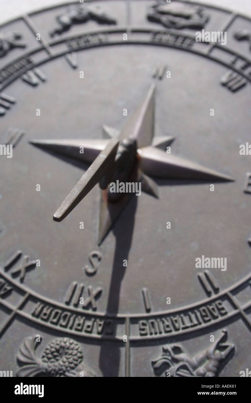 Un cadran solaire montre des signes du zodiaque BAPD1835 Banque D'Images