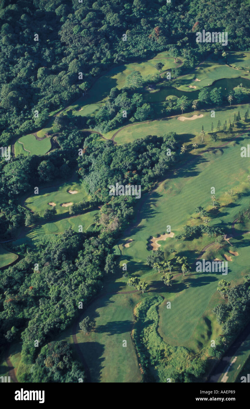 Antenne Golf Hawaii Oahu Banque D'Images