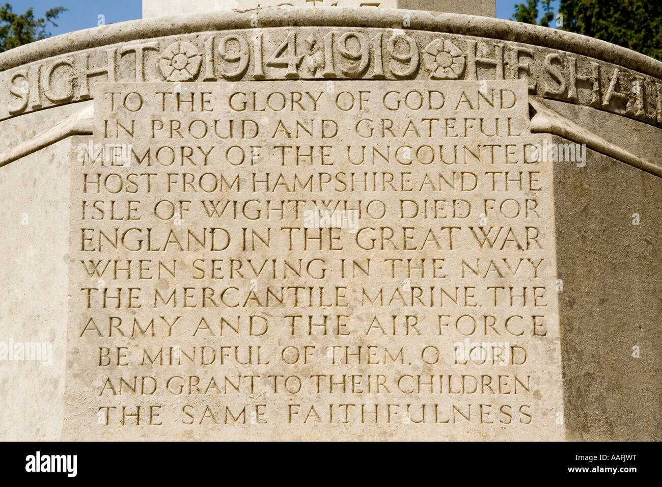 L'Angleterre. Le Hampshire. Winchester. Monument commémoratif de guerre 1914-1919 Banque D'Images