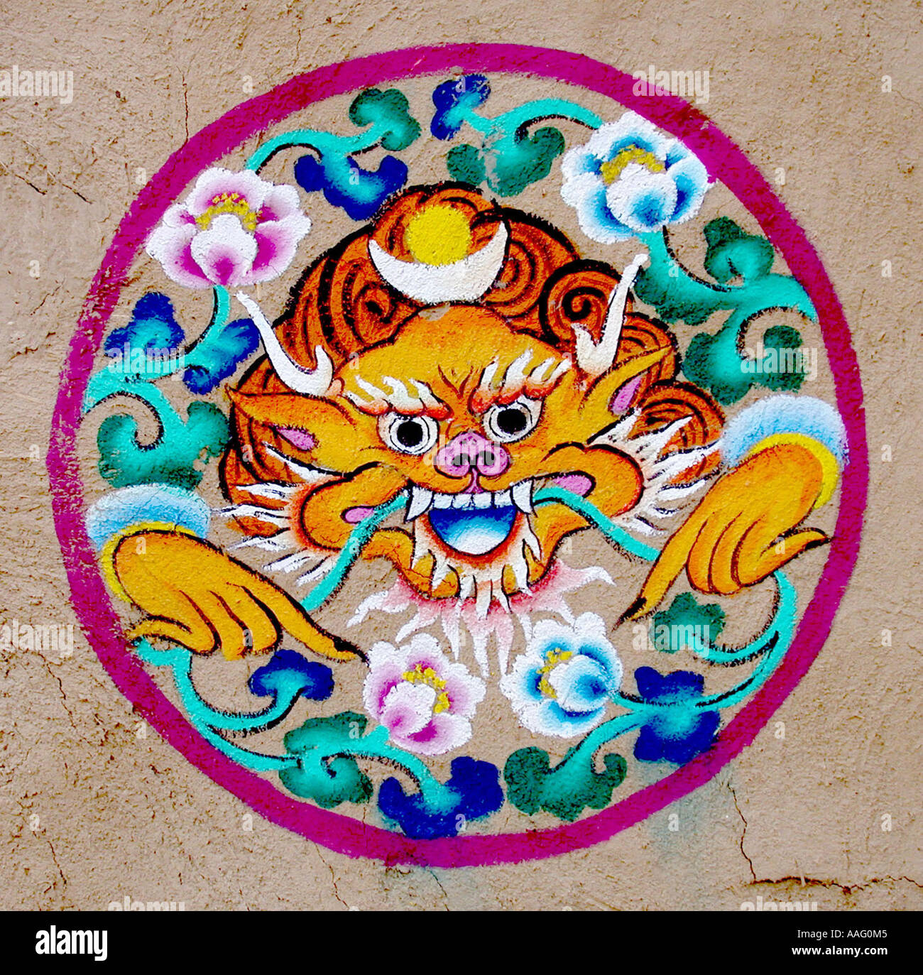 Fresque DDR78477 Diable ou démon Inde Sikkim contemporain Banque D'Images