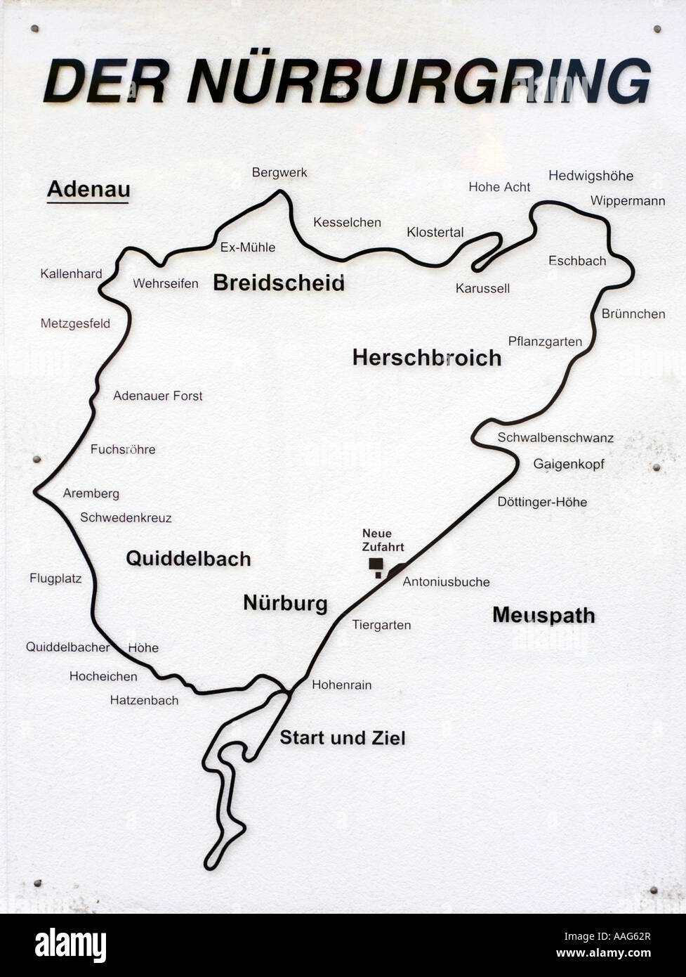 En dehors de la carte Anneau Nordschleife l'accès du public à l'entrée du Nurburgring Allemagne Europe Banque D'Images