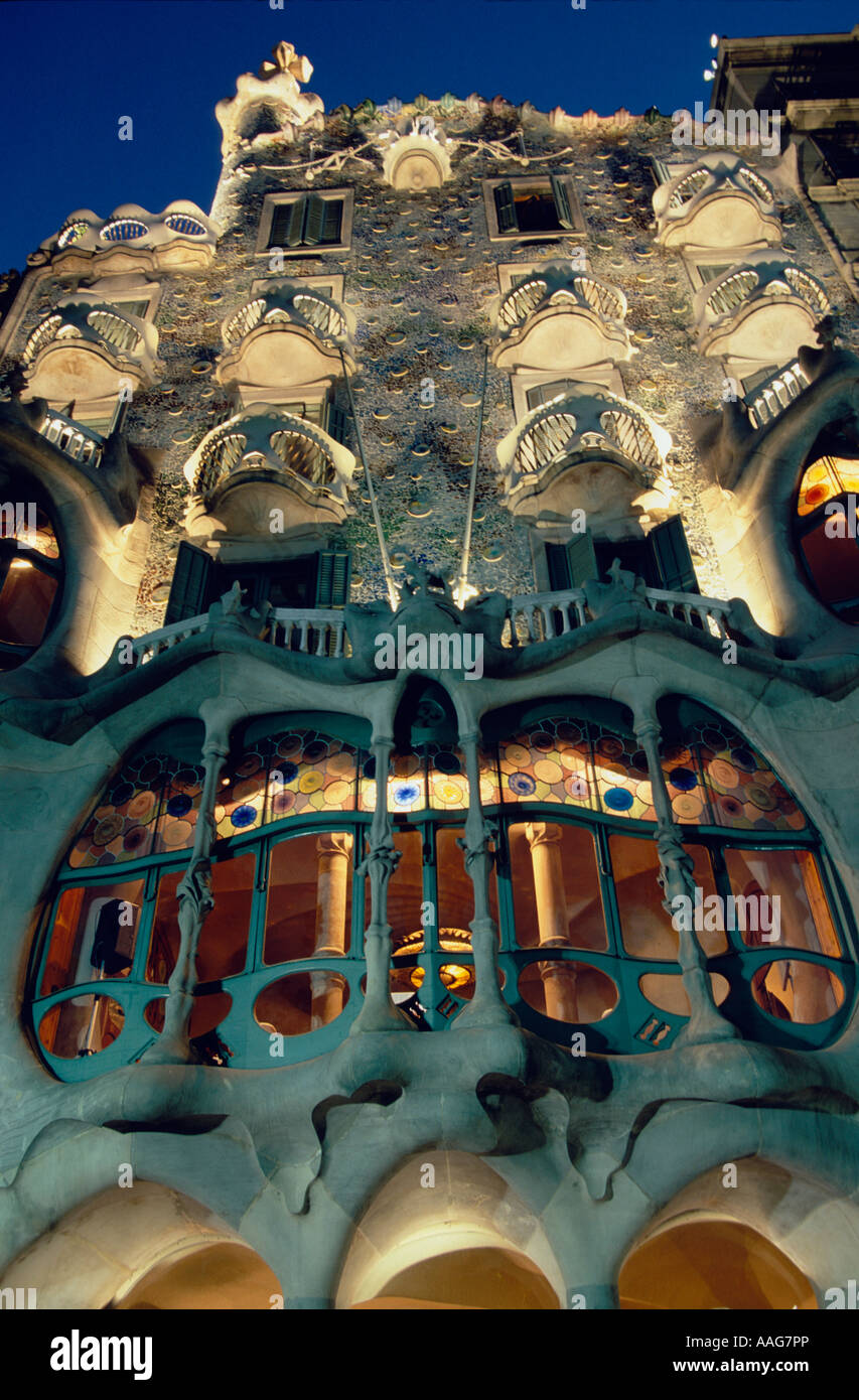 Une façade Casa Batllo Gaudi Barcelona La Catalogne Espagne Banque D'Images