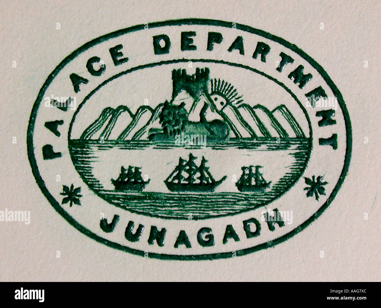 Monogramme début XXe siècle Junagadh Palace Department Saurashtra Gujarat Inde Banque D'Images