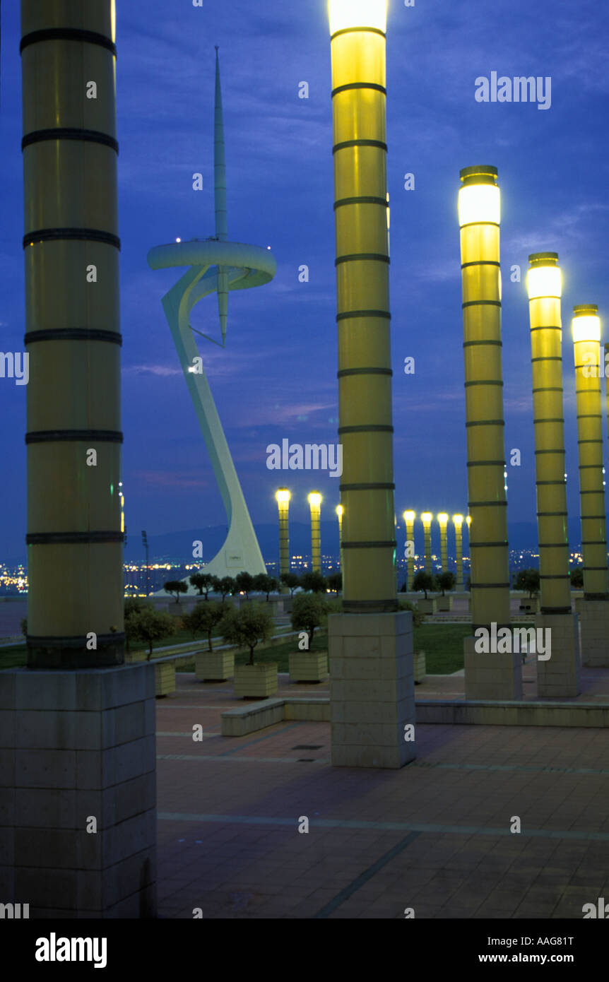 Torre Telefonica Montjuic Montjuic tour de communications Barcelona La Catalogne Espagne Banque D'Images