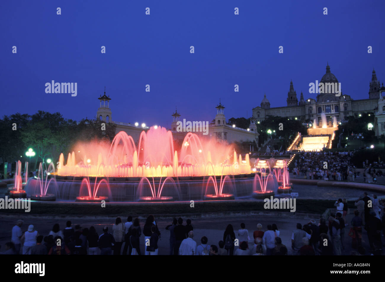 Font Magica et Palau Nacional Montjuic Barcelone Catalogne Espagne Banque D'Images