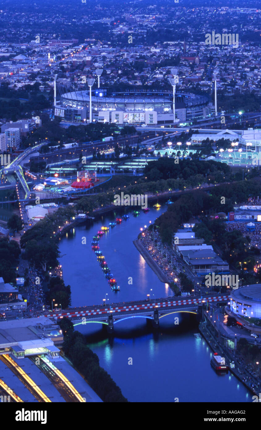 Les poissons d'ornement sur la rivière Yarra, le MCG au cours des Jeux du Commonwealth de Melbourne Victoria 2006 Australie Banque D'Images