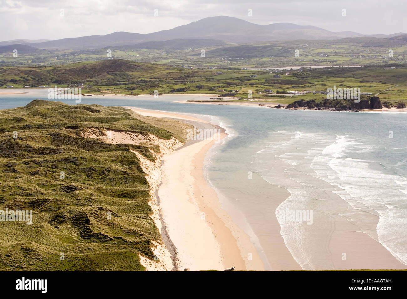 Comté de Donegal Irlande Malin Head Péninsule d'Inishowen, cinq doigts Strand et à l'île de Doagh Soldats de Hill Banque D'Images