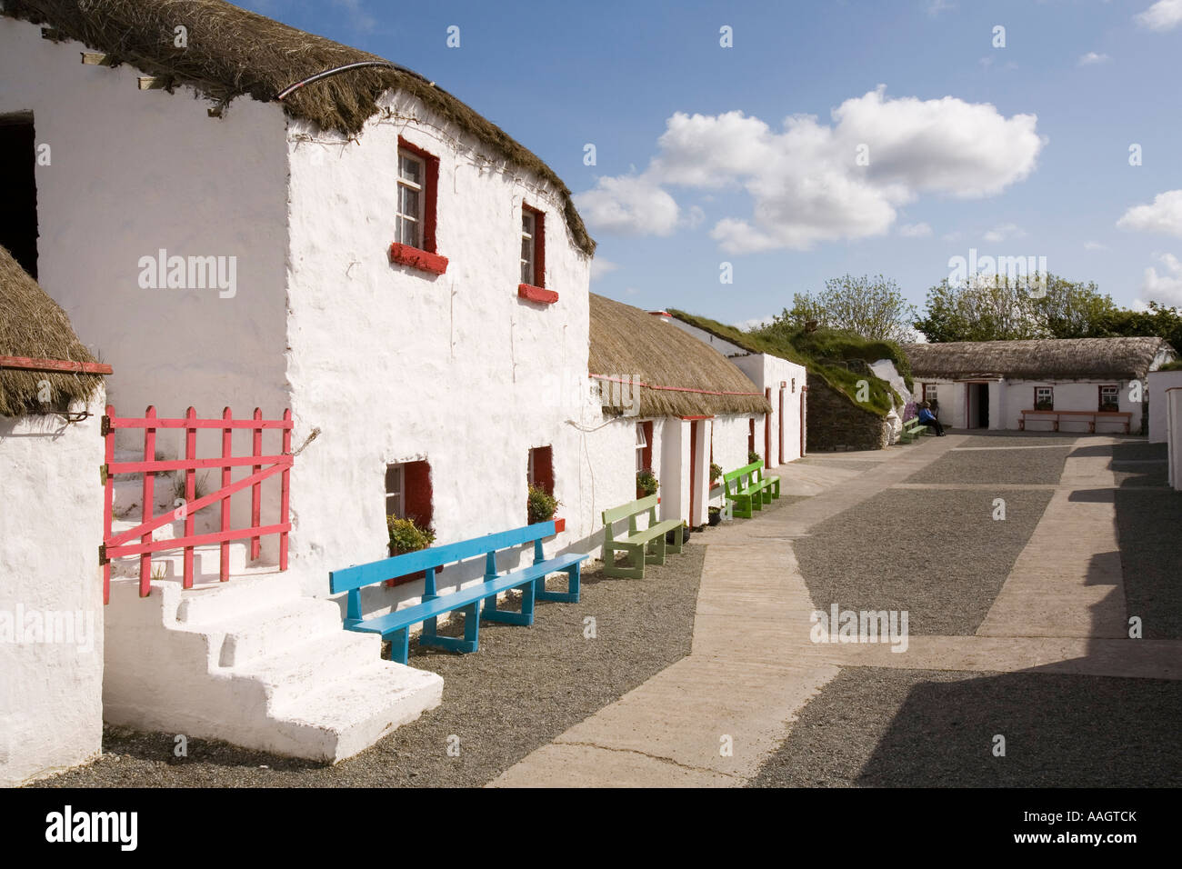 La péninsule d'Inishowen Donegal Irlande Île de Doagh Famine Village 1900 street Banque D'Images