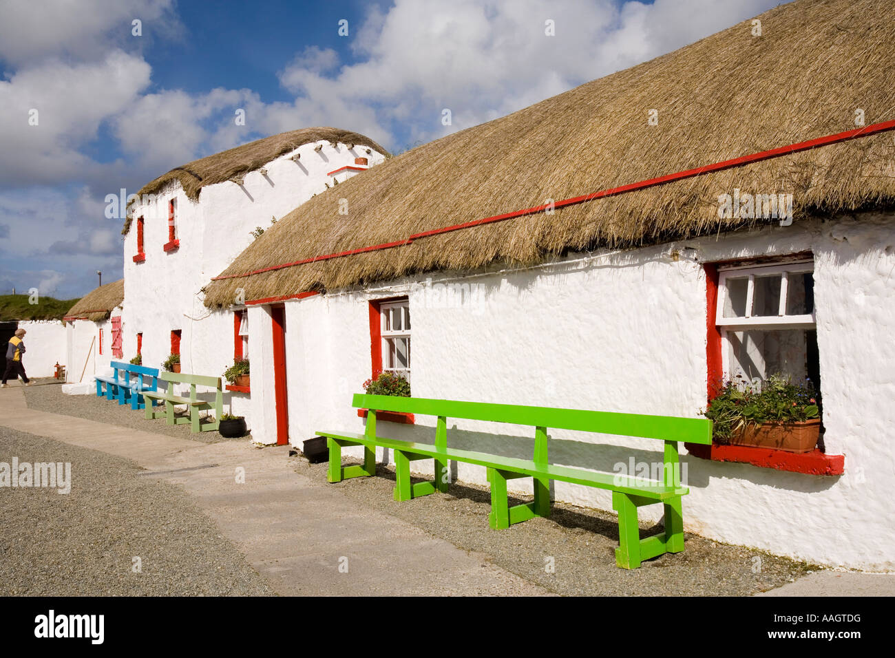 La péninsule d'Inishowen Donegal Irlande Île de Doagh Famine Village house in 1900s street Banque D'Images