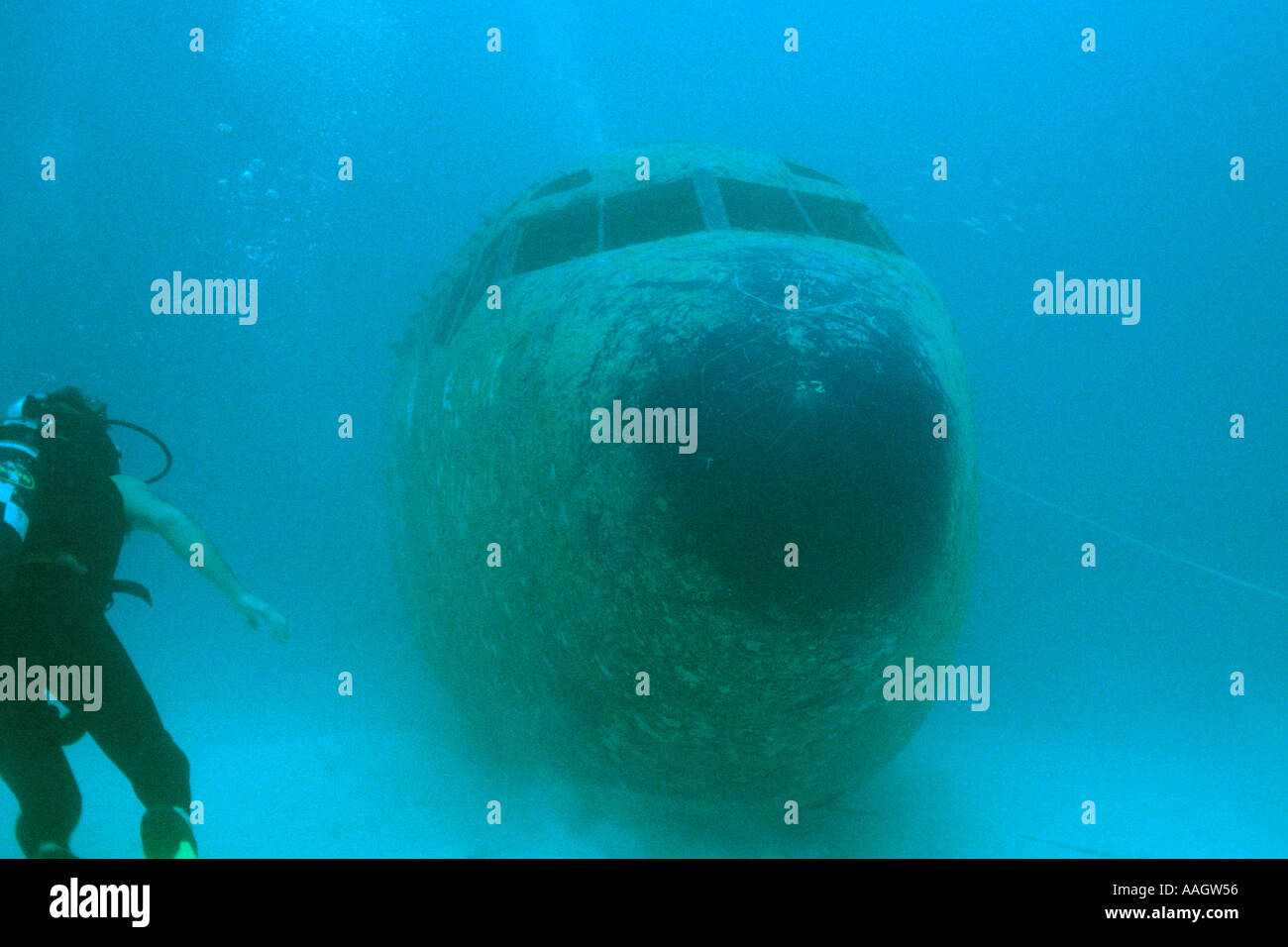 Avion explore plongeur épave au large de Miami Beach Floride USA Banque D'Images