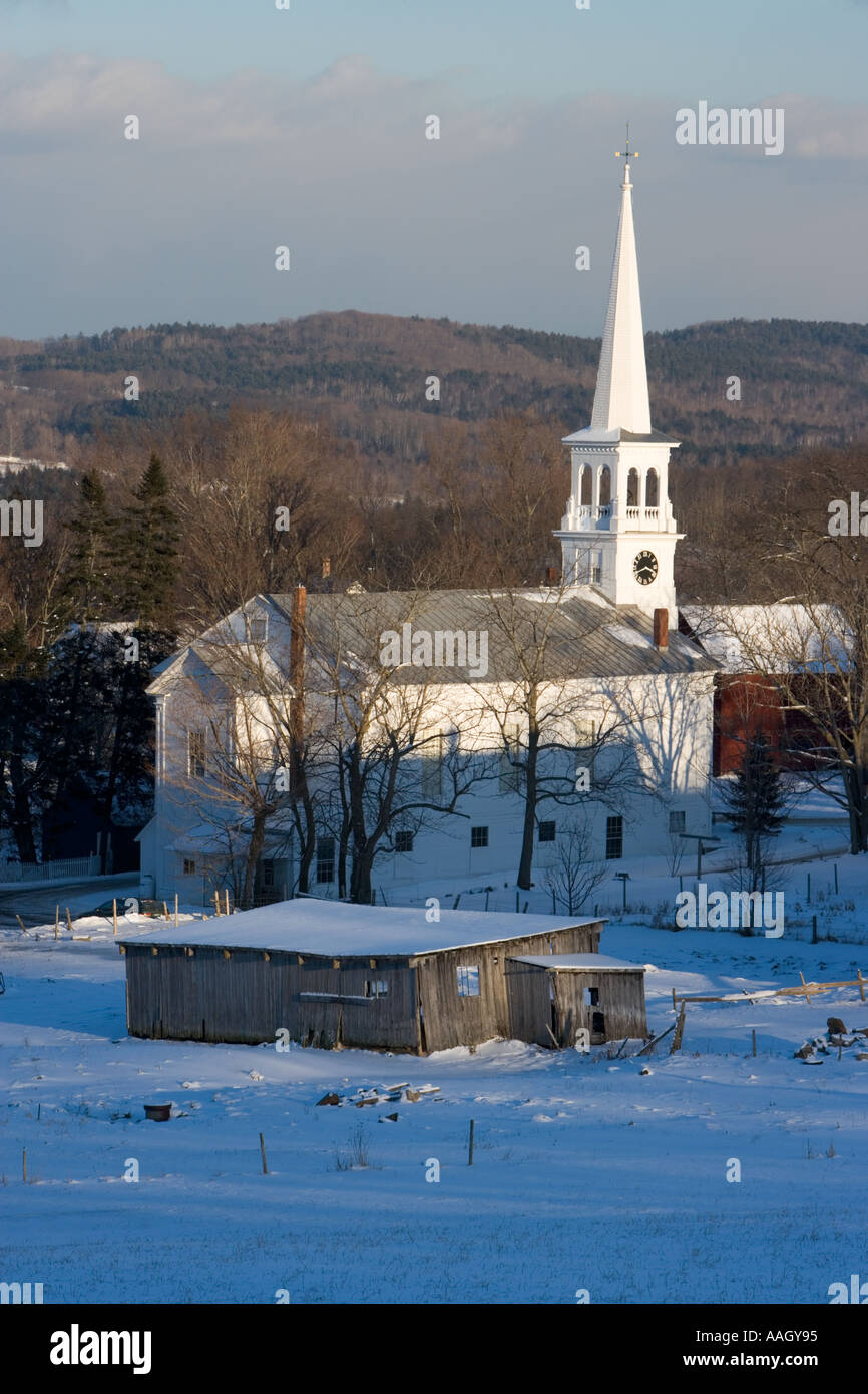 Le centre-ville de Peacham Vermont en hiver Banque D'Images