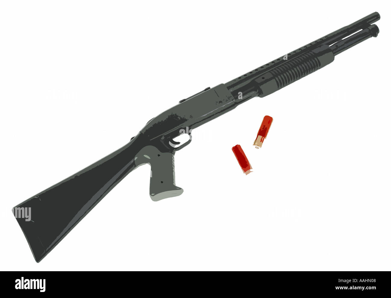 Une illustration d'un fusil et des munitions des armes à feu Banque D'Images