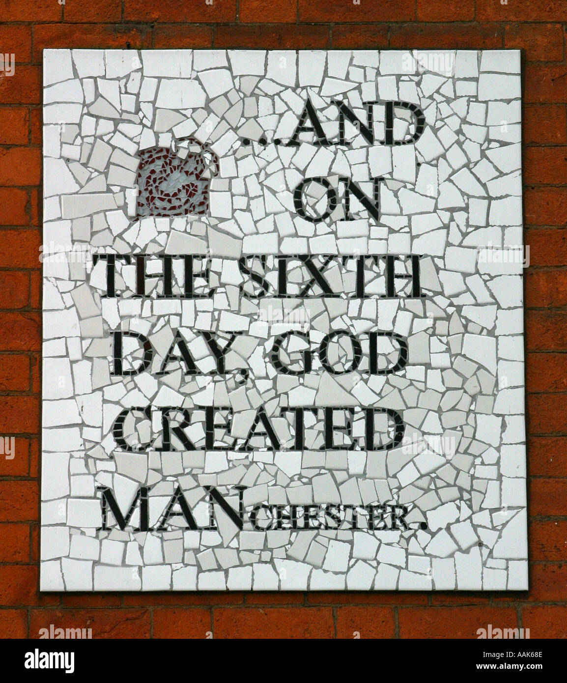 Et le sixième jour Dieu a créé la mosaïque de MANchester Affleck s Palace Manchester UK Banque D'Images