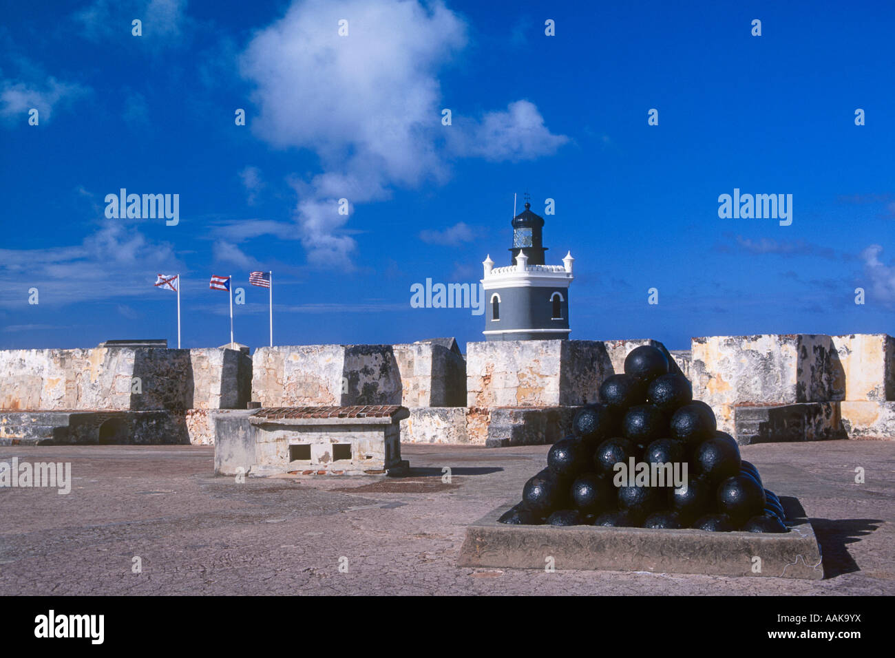 Forteresse El Morro phare et Site Historique National de San Juan San Juan Puerto Rico Banque D'Images