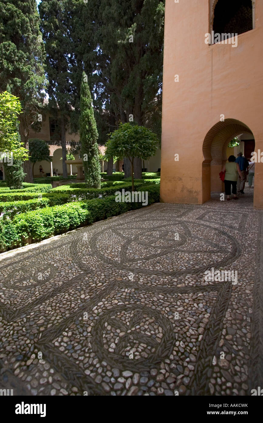 Travail de la pierre sur le chemin de la Alhambra Grenade Espagne Banque D'Images
