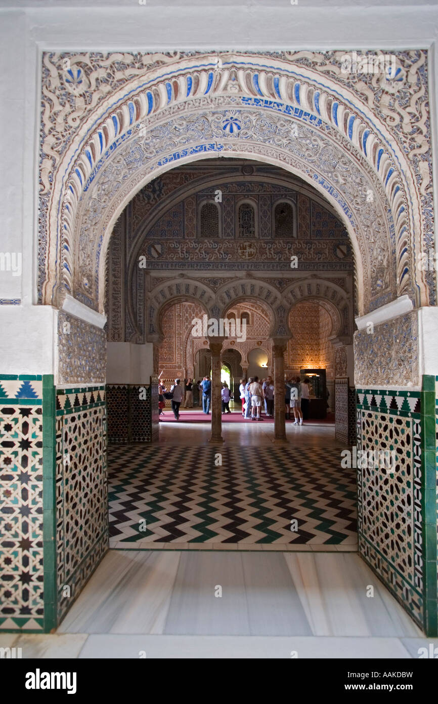 Détail architectural El Alcazar de Séville Andalousie Espagne Banque D'Images