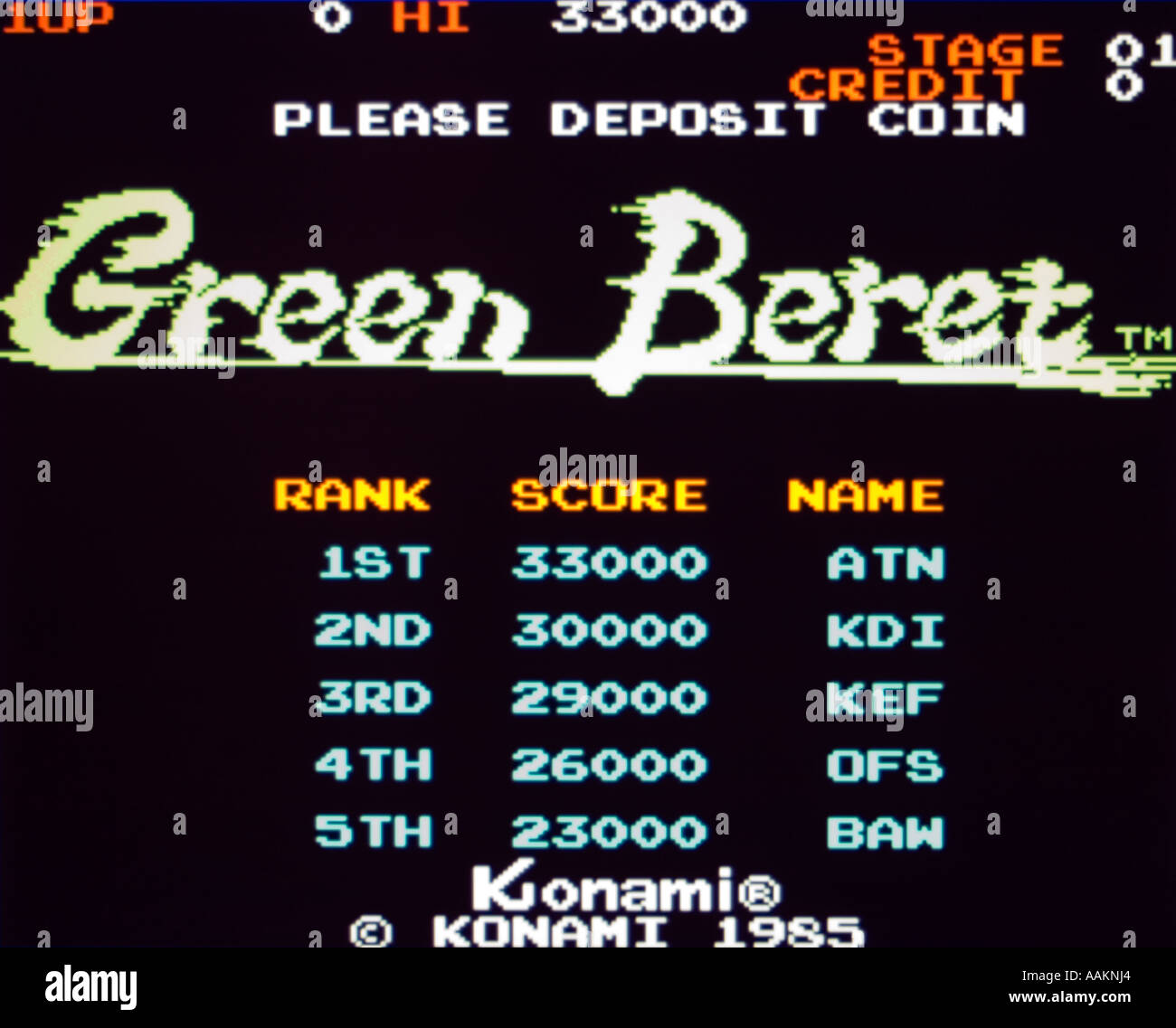 Béret Vert vintage 1985 Konami arcade jeu vidéo d'écran - EDITORIAL UTILISEZ UNIQUEMENT Banque D'Images