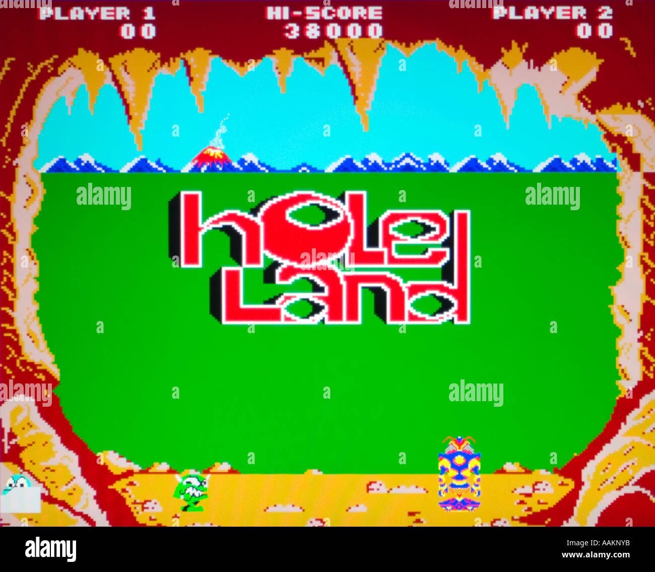 Terre Tecfri trou 1984 vintage arcade jeu vidéo d'écran - EDITORIAL UTILISEZ UNIQUEMENT Banque D'Images