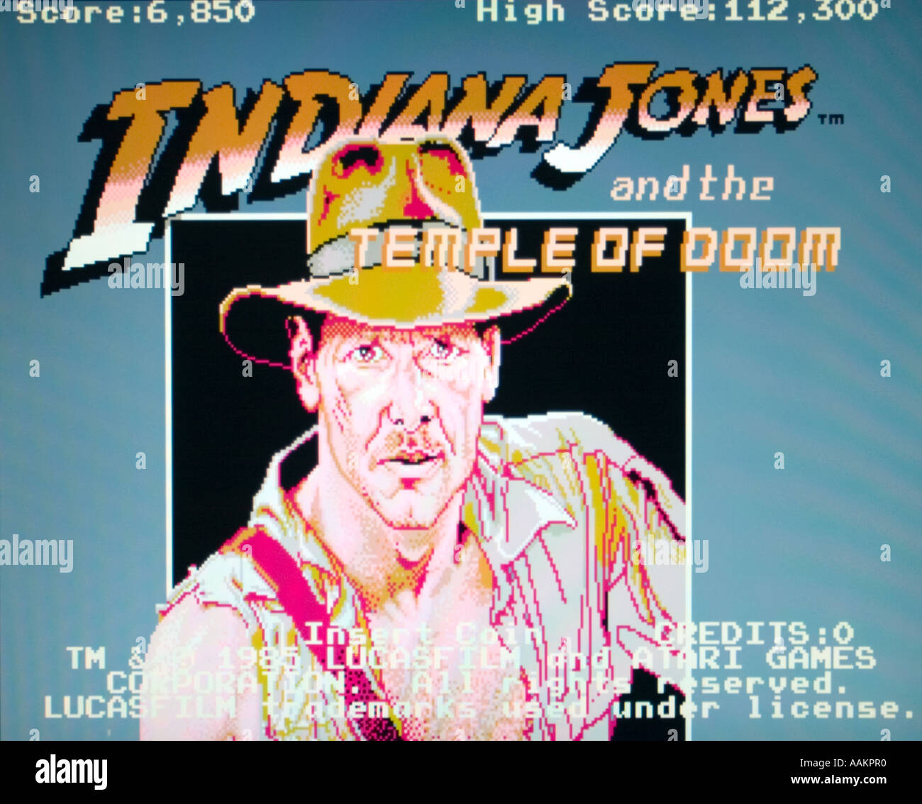 Indiana Jones et le Temple du Péril Lucasfilm jeux Atari 1985 jeu vidéo Arcade vintage d'écran - EDITORIAL UTILISEZ UNIQUEMENT Banque D'Images