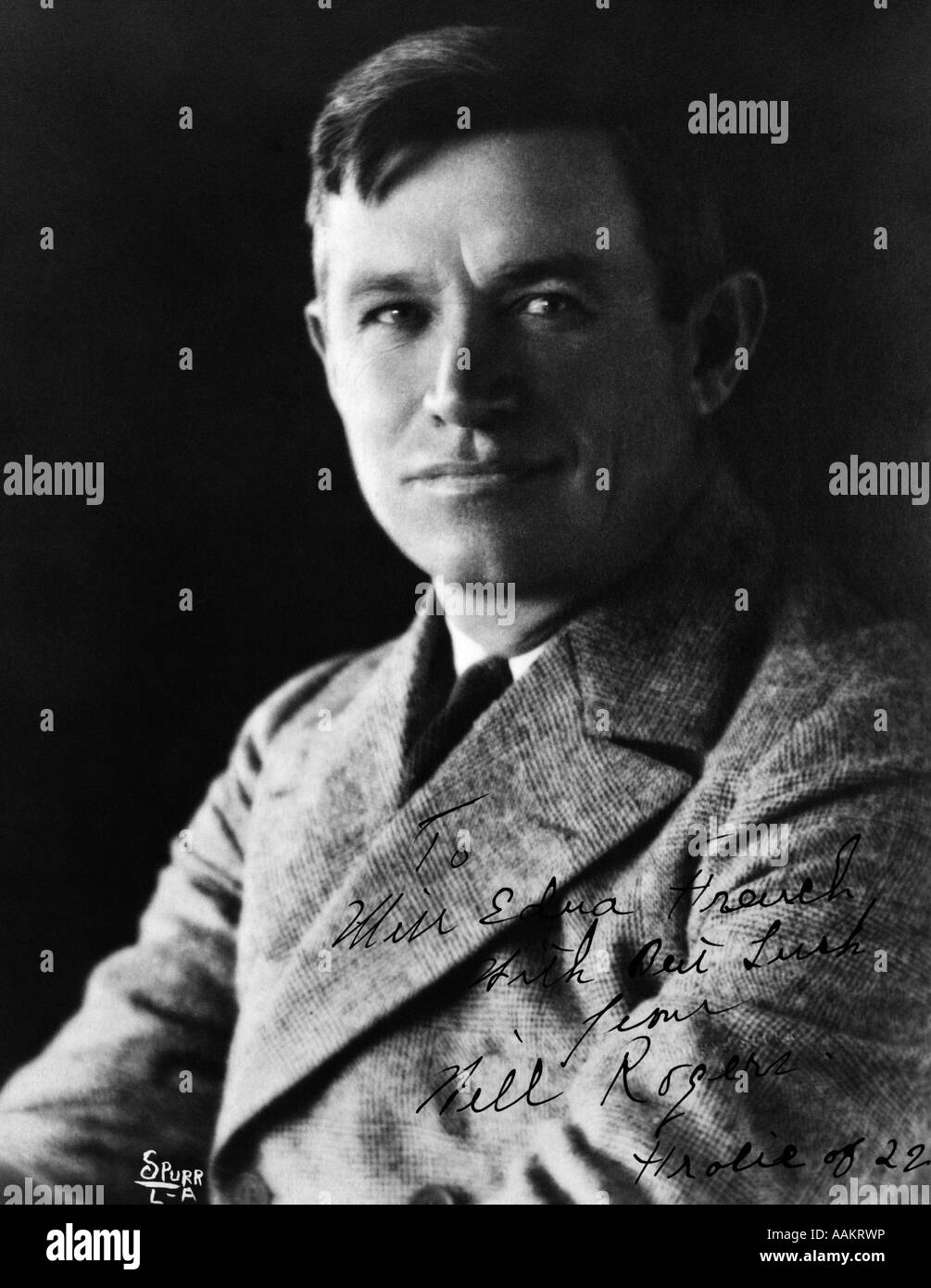 PORTRAIT DE L'acteur américain Will Rogers et humoriste paru dans ZIEGFIELD FOLLIES DANS LES ANNÉES 1920 AMERICANA COWBOY HÉROS 1879-1935 Banque D'Images