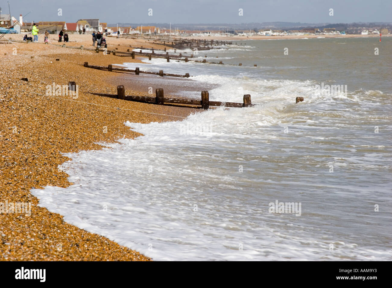 La plage à Pevensey Bay East Sussex Banque D'Images