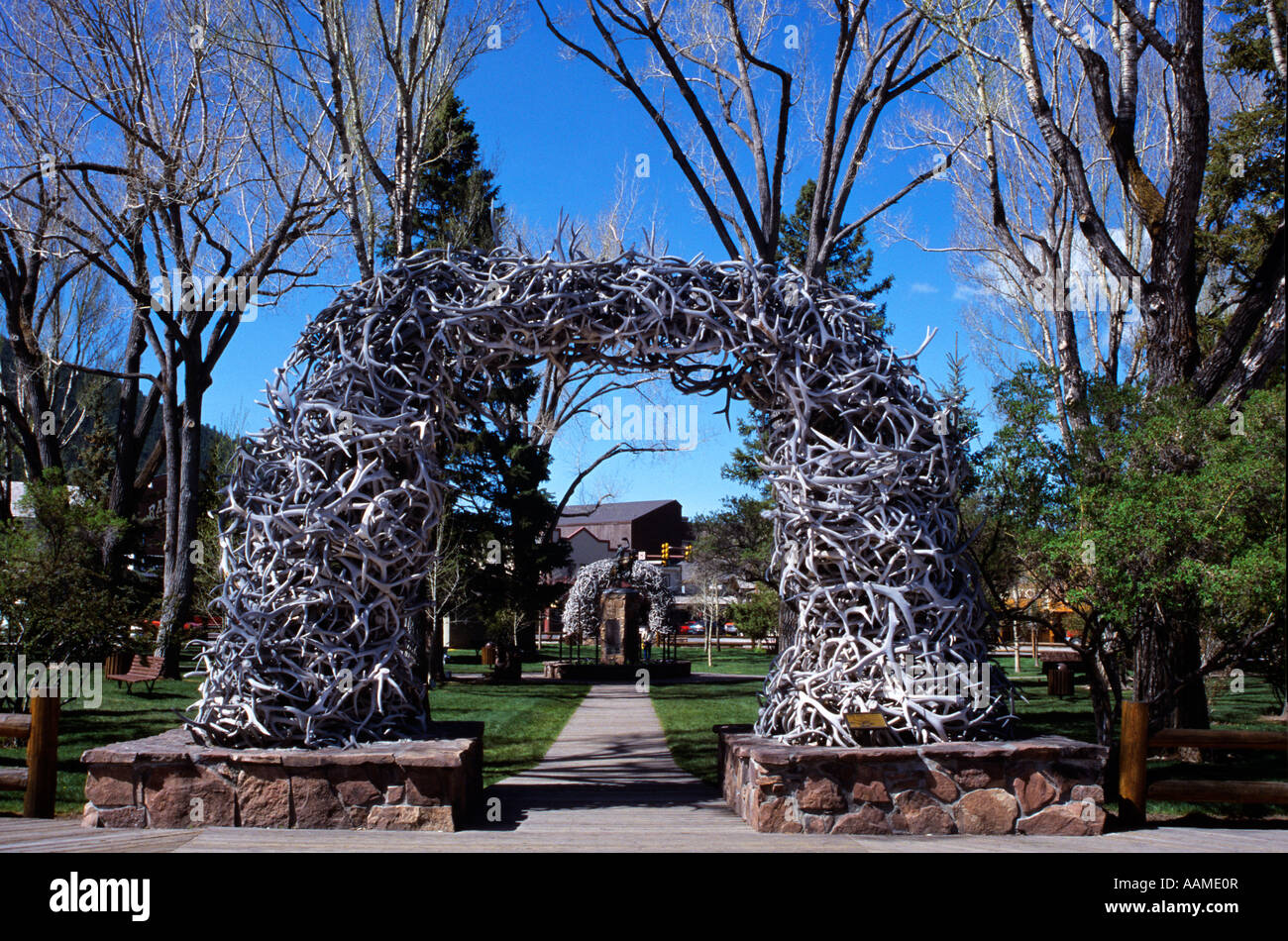 JACKSON WY ANTLER ARCH Banque D'Images