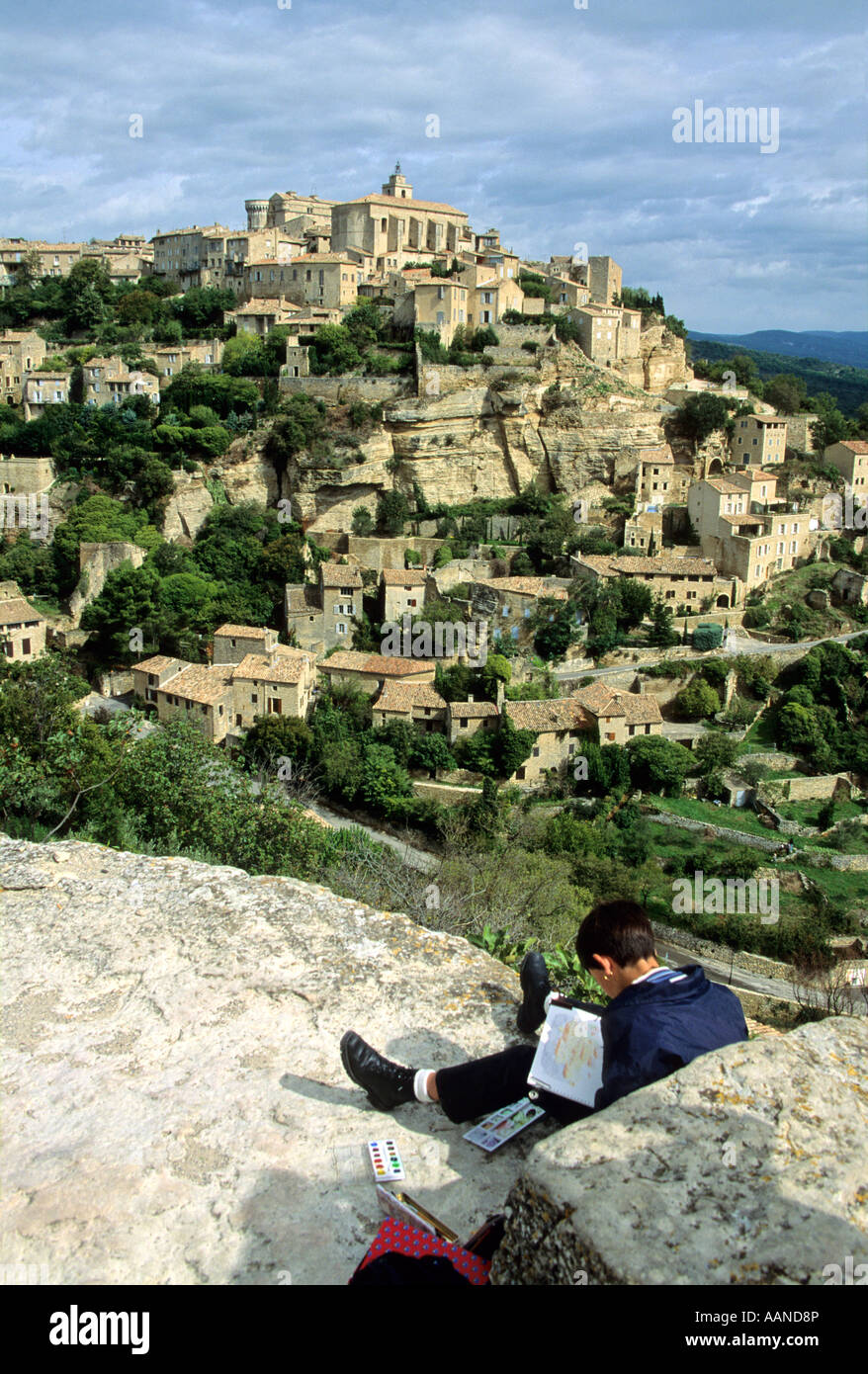 Village de Gordes, le Plateau du Vaucluse, Luberon, Provence, France Banque D'Images