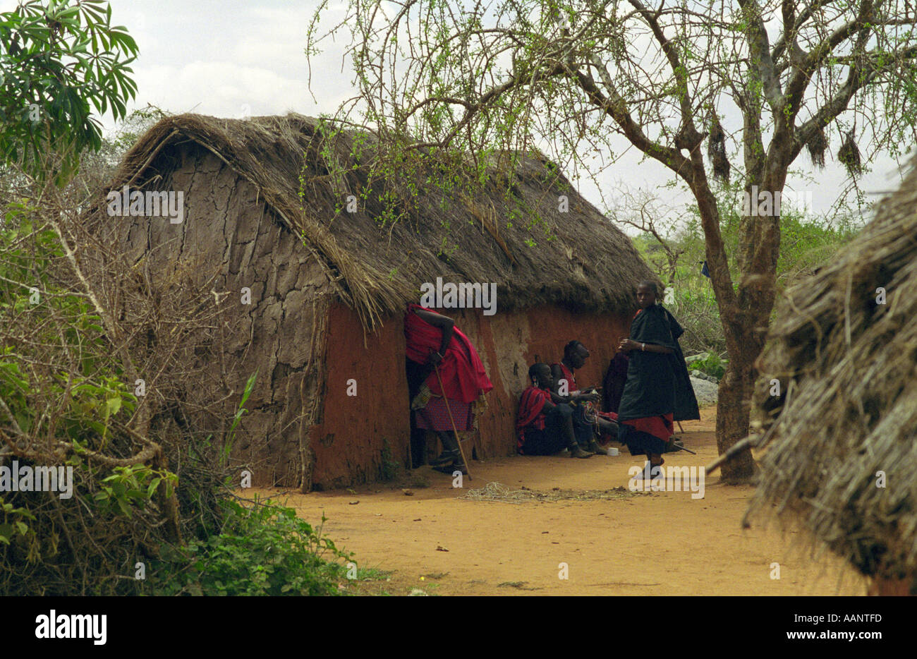 Accueil Afrique Kenya Maasai Logements maisons de boue Banque D'Images