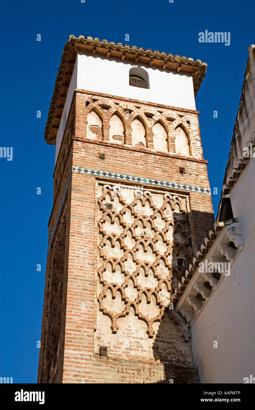 Alminar tour mudéjar d'monument historique artistique en archez Malaga axarquia côte du soleil Andalousie Espagne Banque D'Images