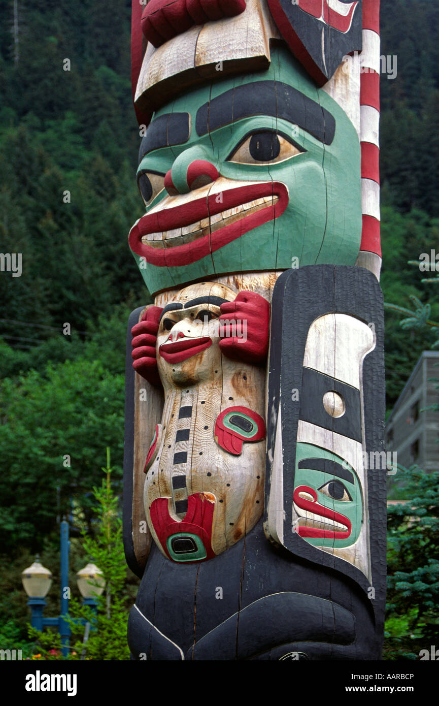 TOTEM DES INUITS de l'Alaska Juneau Banque D'Images