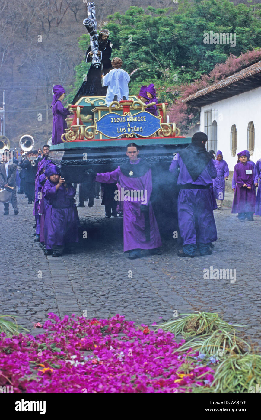 Semaine sainte procession Antigua Guatemala Ville Banque D'Images